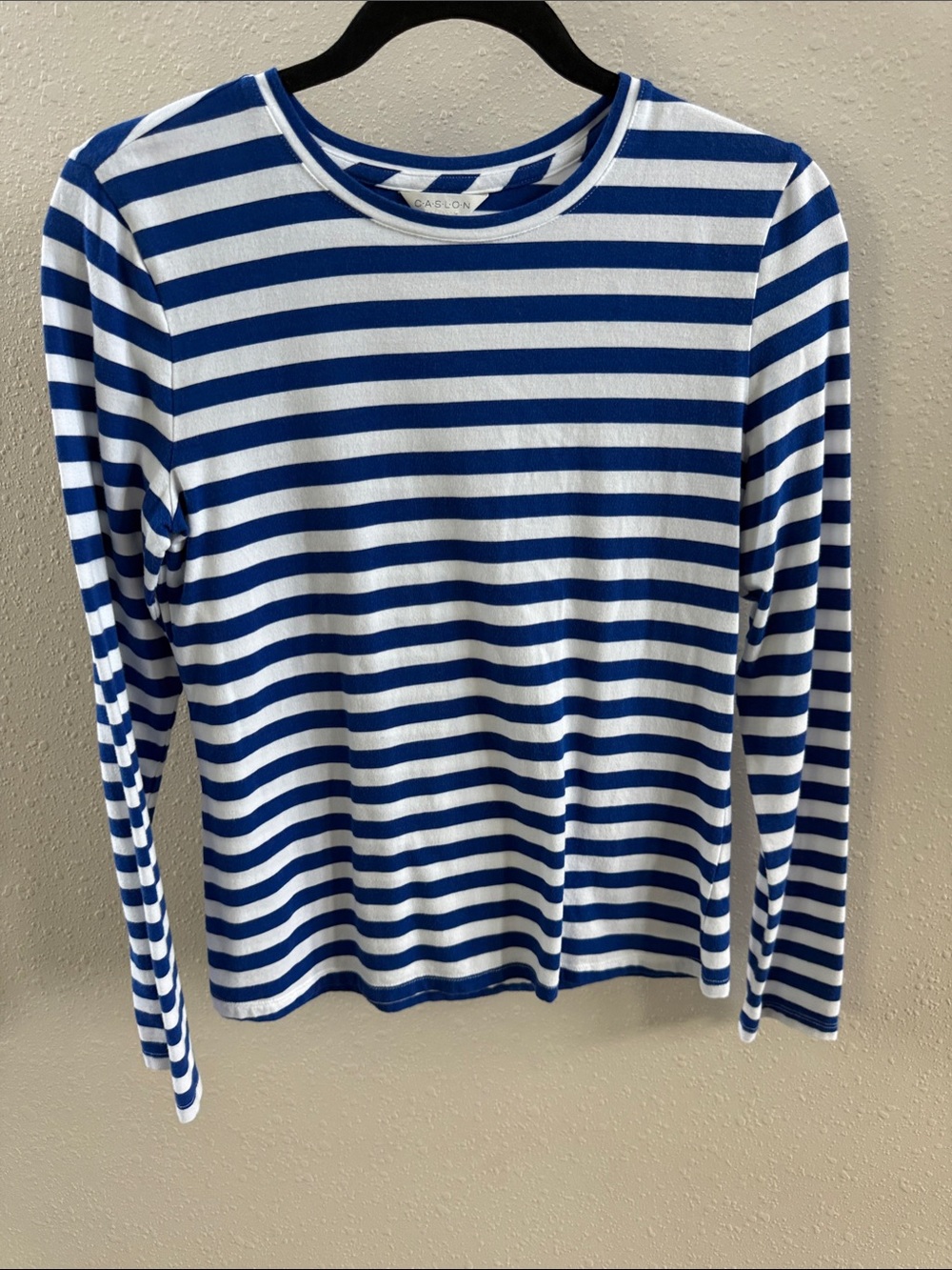 Caslon Blue & White Striped Long Sleeve Tee - Small